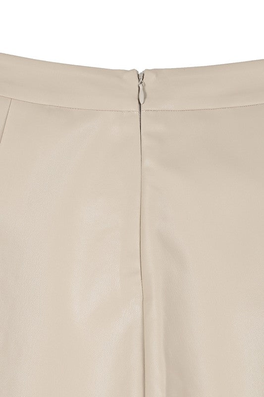 Vegan leather pleated mini skirt