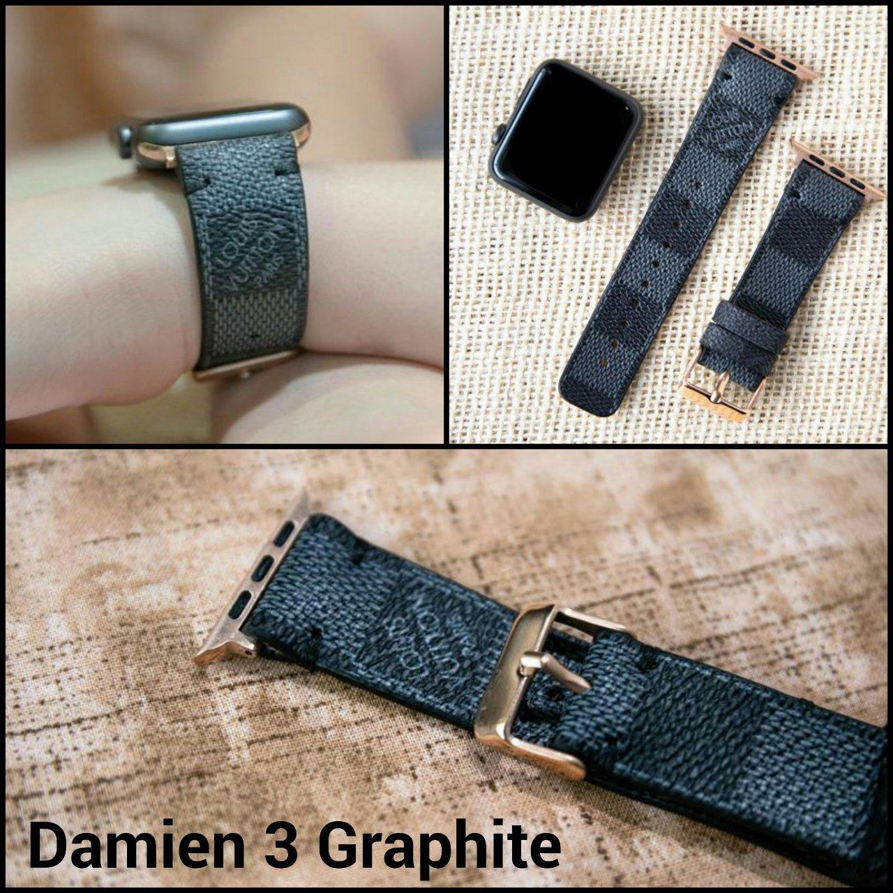 Repurposed LV Apple Watch Band LV Damier Graphite