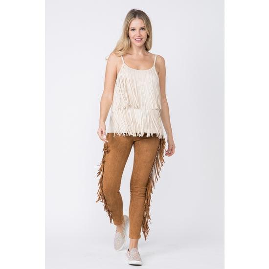 Suede Fringed Camisole - Mint Leafe Boutique 