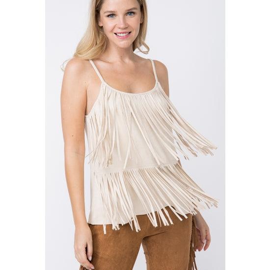 Suede Fringed Camisole - Mint Leafe Boutique 