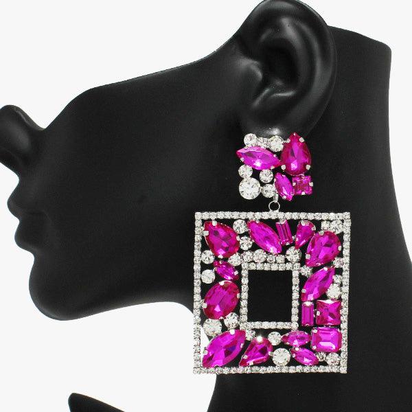 Kelis Shape Rhinestone Earrings - Mint Leafe Boutique 