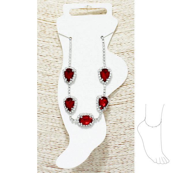 Oval Rhinestone Anklet RED - Mint Leafe Boutique 