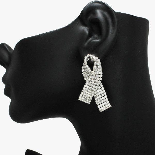 Rhinestone Ribbon Earrings - Mint Leafe Boutique 