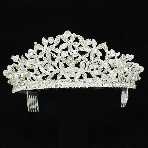 Flower Crystal Crown Tiara with Comb - Mint Leafe Boutique 