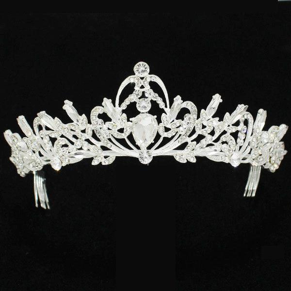 Silver Crystal Tiara with Comb - Mint Leafe Boutique 