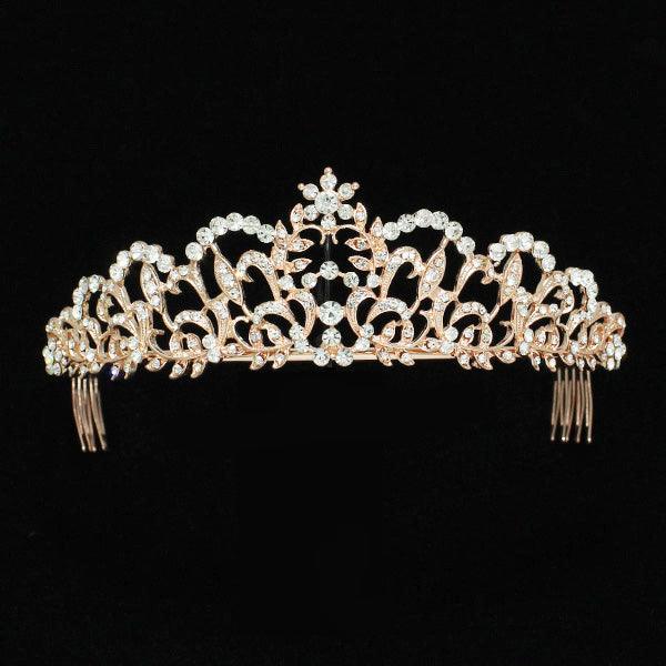 Rose Gold Crystal Crown Tiara - Mint Leafe Boutique 