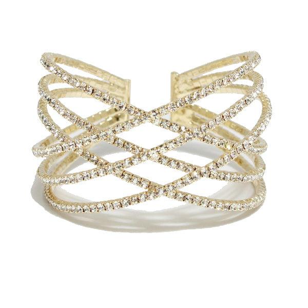 Venus Rhinestone Crystal Cuff Bracelet - Mint Leafe Boutique 