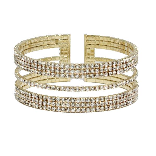 Sierra Gold Rhinestone Crystal Cuff Bracelet - Mint Leafe Boutique 