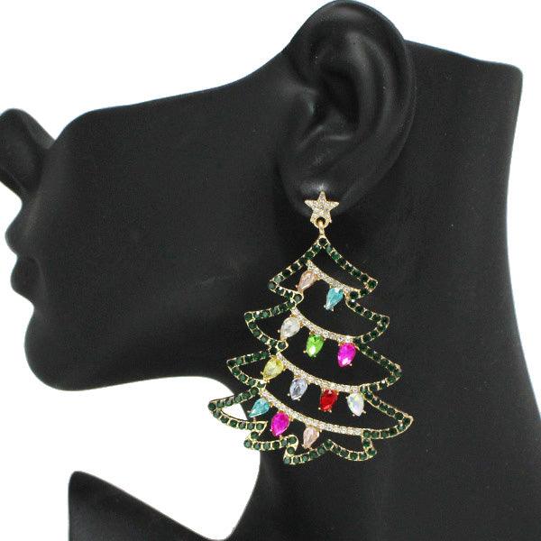 Christmas Tree Rhinestone Earring - Mint Leafe Boutique 