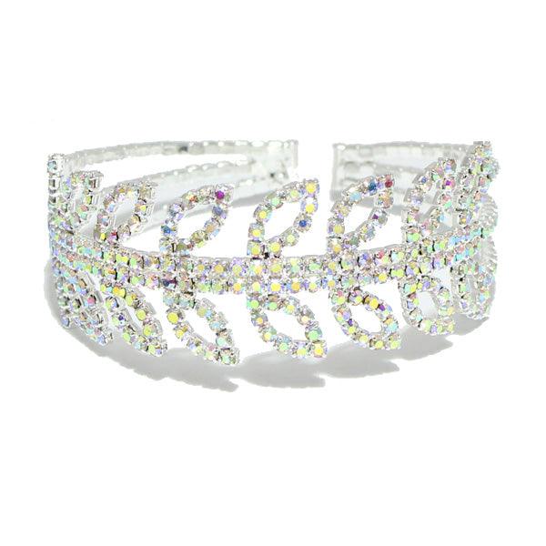 Lena Silver AB Rhinestone Cuff Bracelet - Mint Leafe Boutique 
