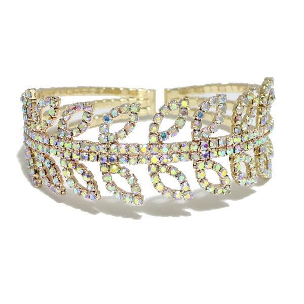 Lena Gold Rhinestone Cuff Bracelet - Mint Leafe Boutique 