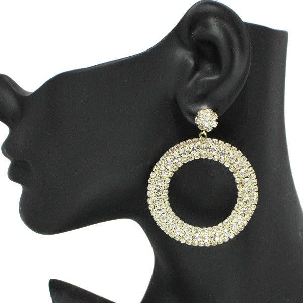 Lisa Round Rhinestone Earring *GOLD* - Mint Leafe Boutique 