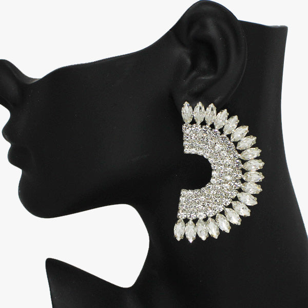 Silver Marquise Rhinestone Accent Earring