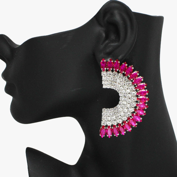 Pink Marquise Rhinestone Accent Earring