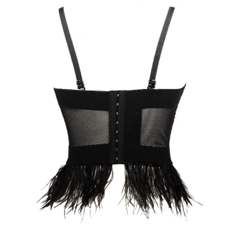 "30's Era"  Vest Push Up Bustier with Feathers