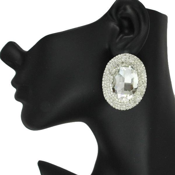 Oval Crystal Earrings - Mint Leafe Boutique 