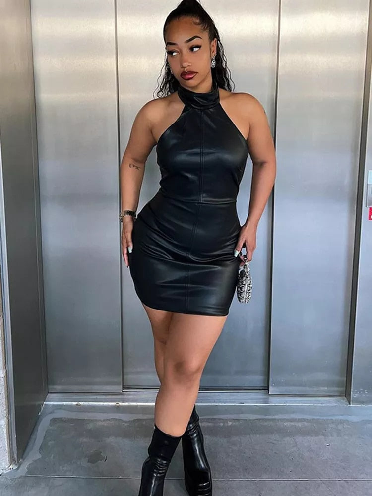Stuck Up Faux Leather Bodycon Dress