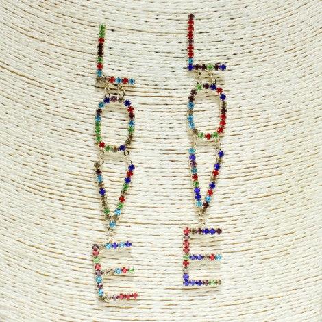 Rainbow "Love" Drop Earrings - Mint Leafe Boutique 