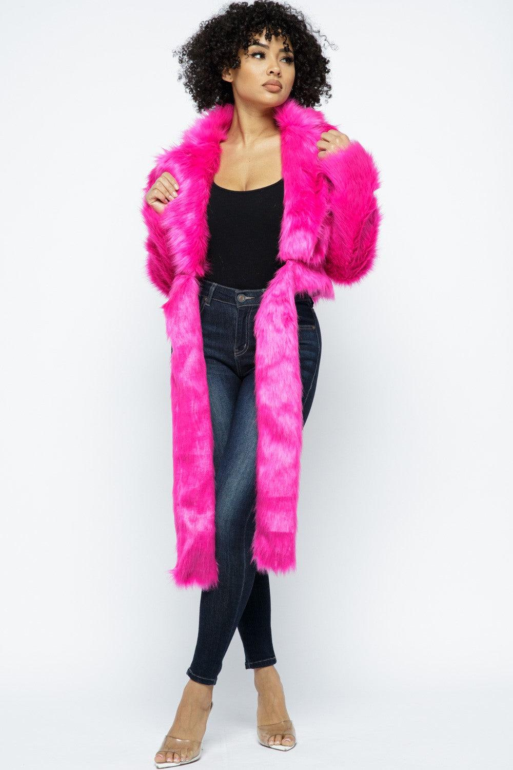 "Pink Foxy" Fur Coat - Mint Leafe Boutique 