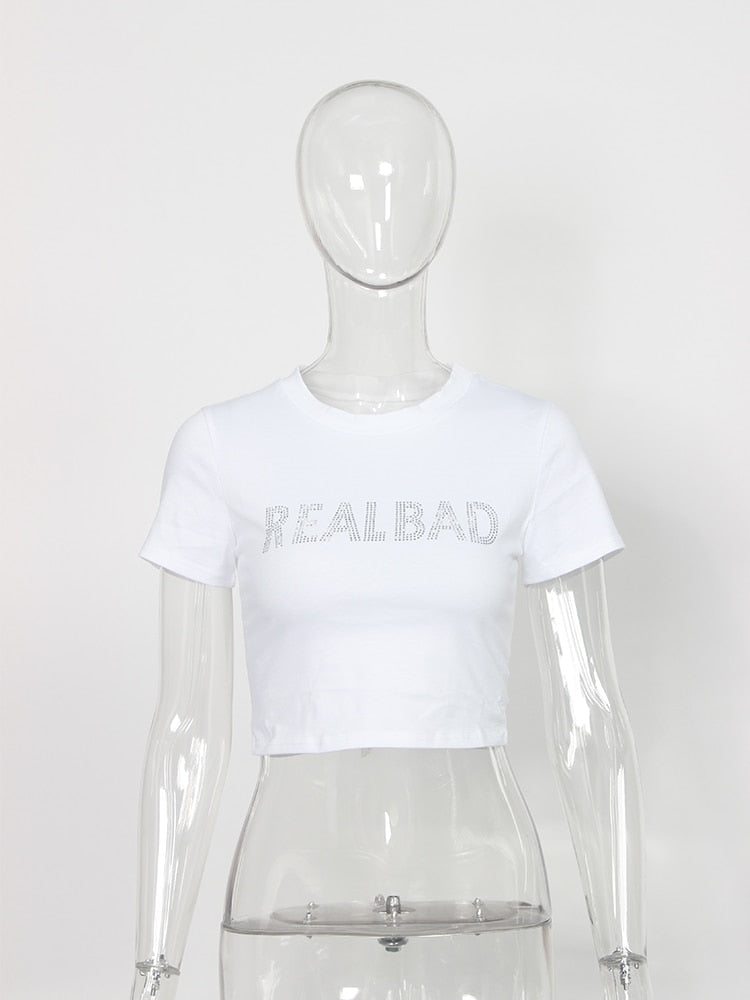 'Real Bad' White Crop Tee