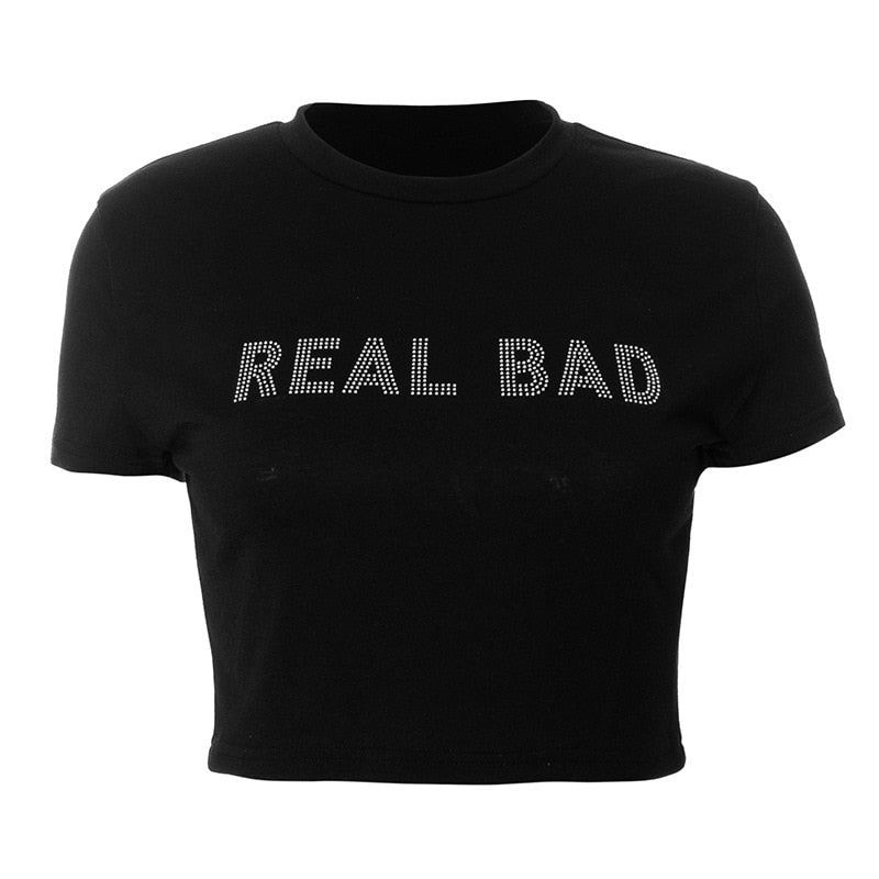 'Real Bad' Black Crop Tee