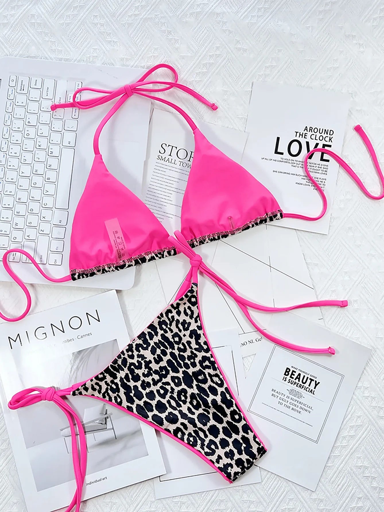Pink Leopard Print Bikini