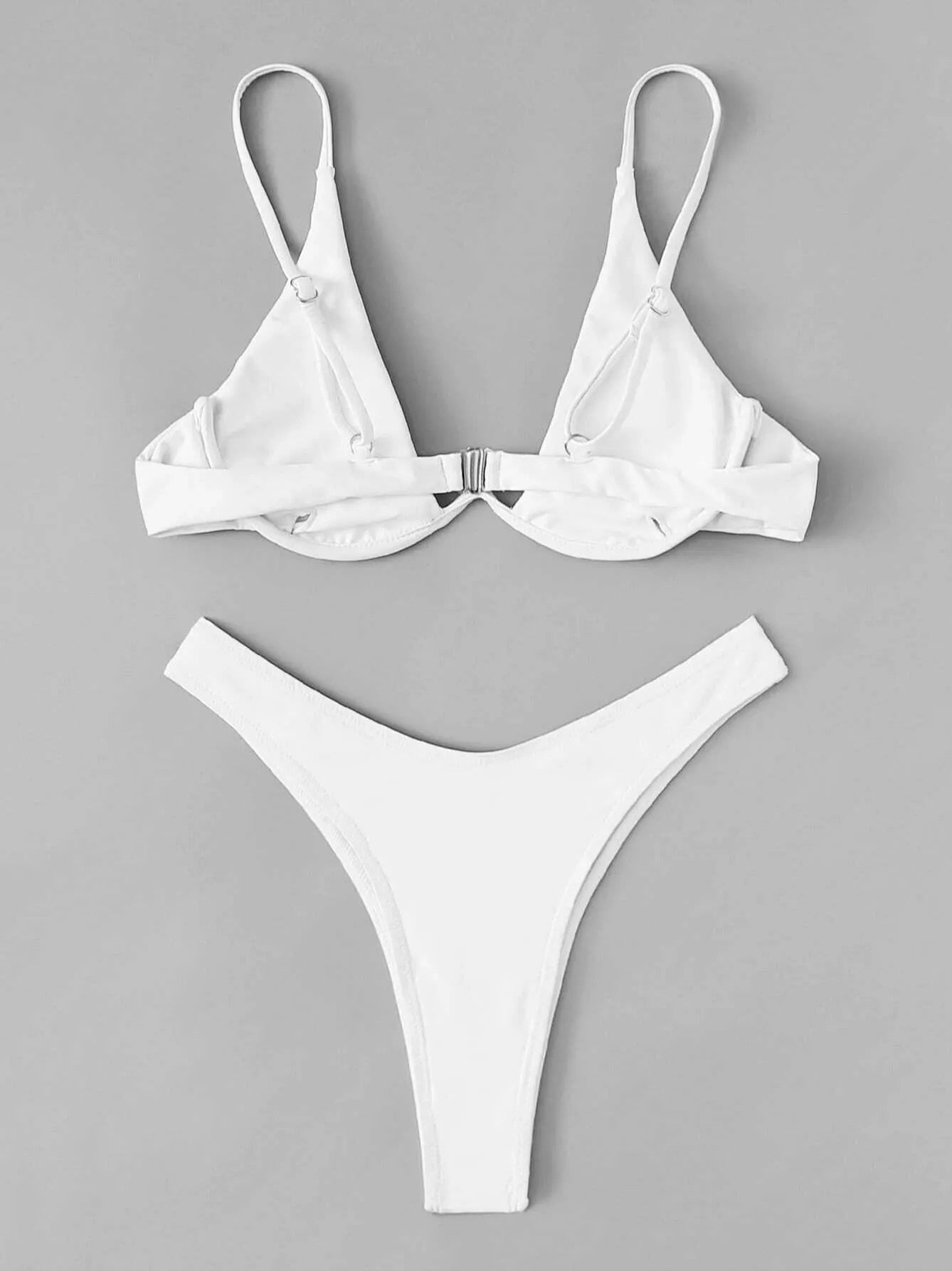 White V-bar Underwired Bikini