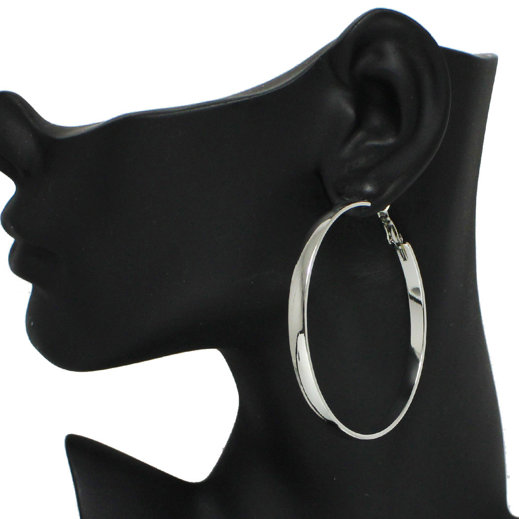 Silver Thick Round Hoop Earring