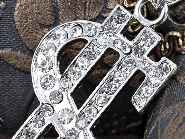 Bling Ice Dollar Sign Czech Huge Pendant Necklace - Mint Leafe Boutique 