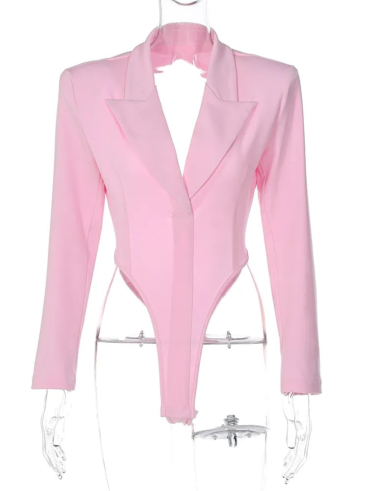 "The Game Fit" Pink Blazer Jumpsuit