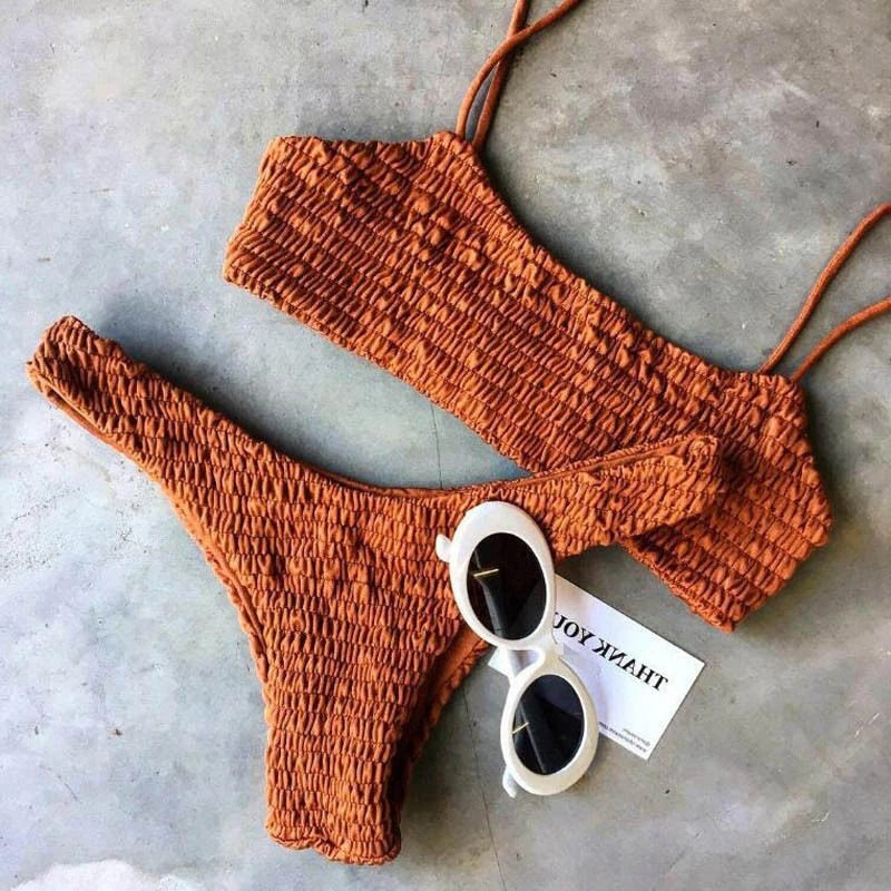 "Beach Girl" Ruffles Crochet Sexy Bikini Set