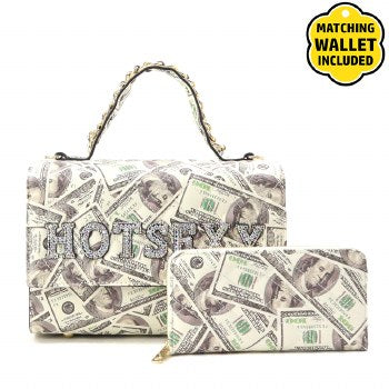 "HOTSEXY" Fashion Money Handbag With Matching Wallet