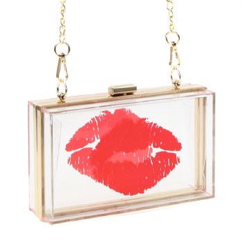 Fashion Acrylic Lips Clutch Messenger Bag