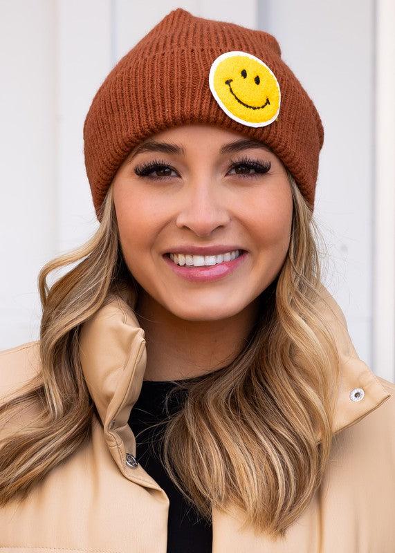 Smiley Face Beanie *RUST* - Mint Leafe Boutique 