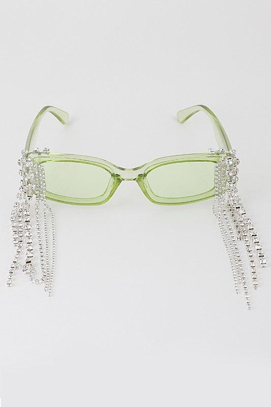 " Runway Ready" Rhinestone Sunglasses with Chains - Mint Leafe Boutique 