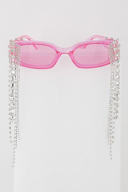 " Runway Ready" Rhinestone Sunglasses with Chains - Mint Leafe Boutique 