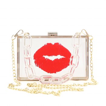 Fashion Acrylic Lips Clutch Messenger Bag
