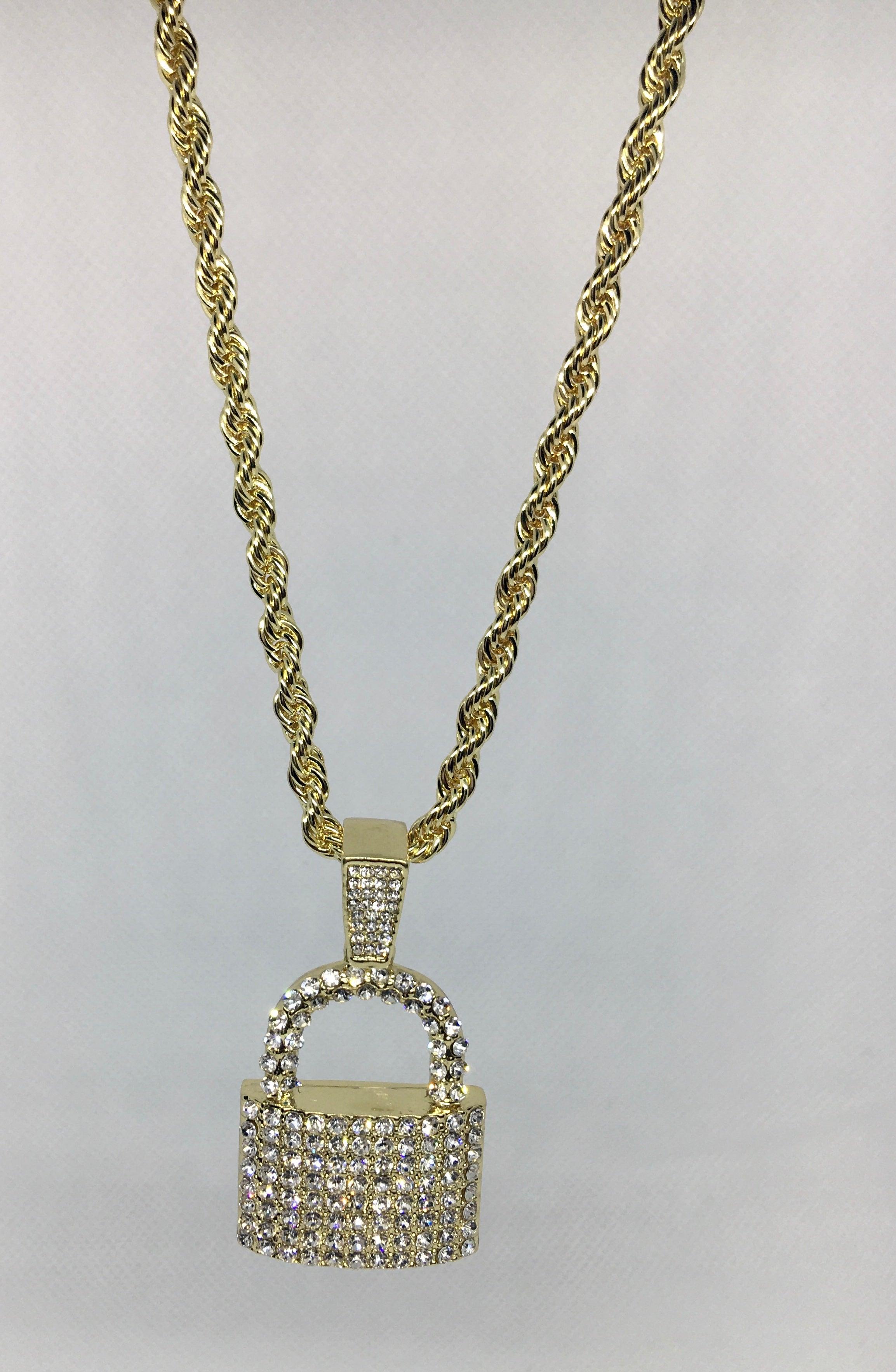 "The Lock" Bling Necklace - Mint Leafe Boutique 
