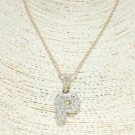 Rhinestone Letter Necklace - Mint Leafe Boutique 