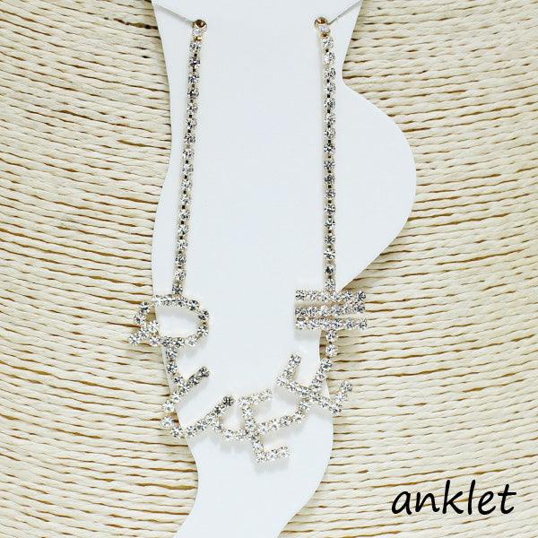 "QUEEN" Rhinestone Anklet - Mint Leafe Boutique 