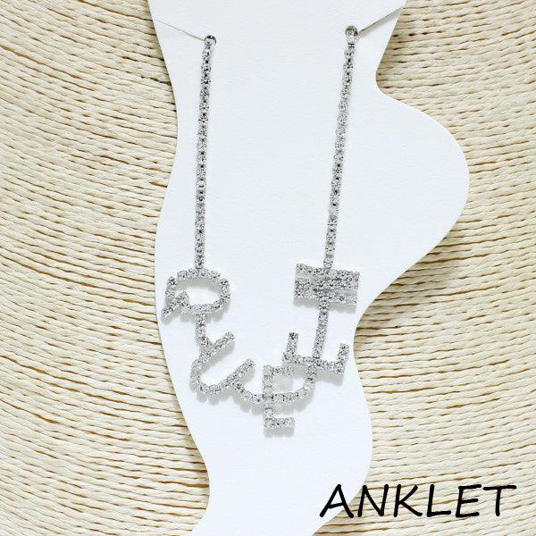 "QUEEN" Silver Rhinestone Anklet - Mint Leafe Boutique 