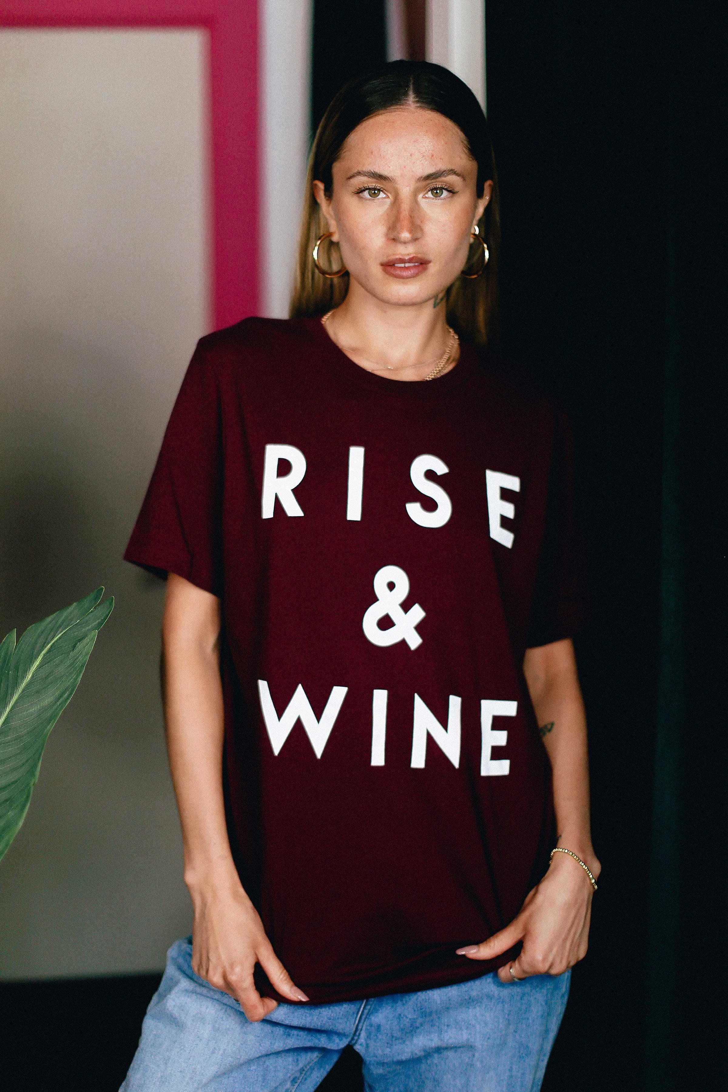 RISE & WINE T-Shirt - Mint Leafe Boutique 