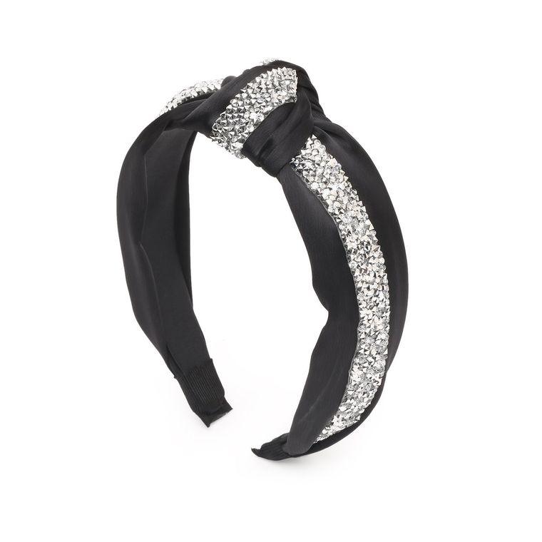 Caily GLAMBAND in Black with Silver Crystal Strip - Mint Leafe Boutique 