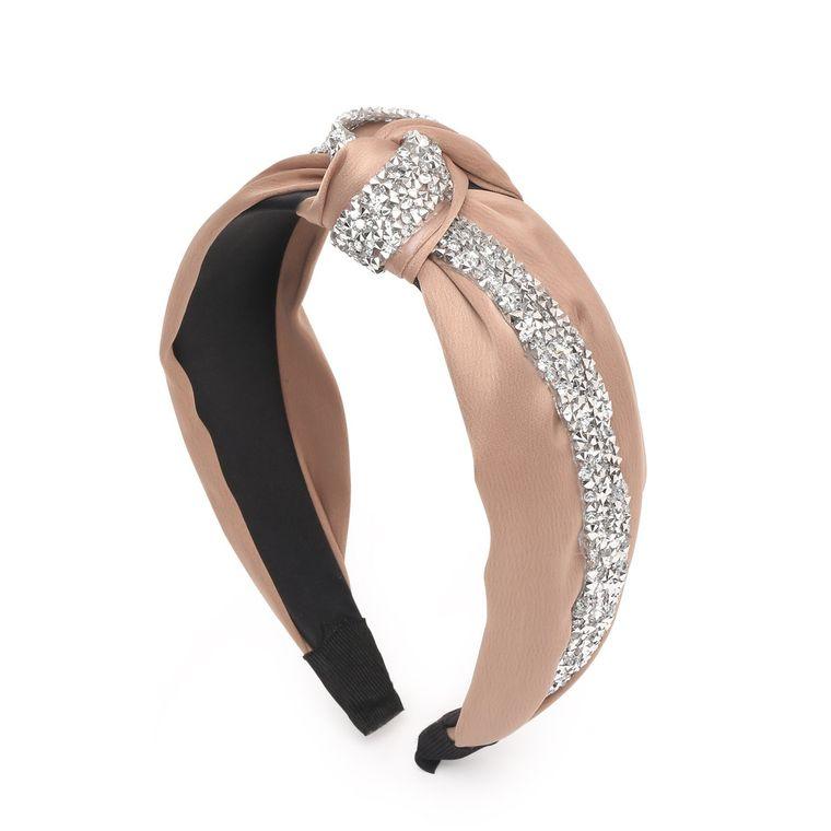 Caily Glamband in Nude with Silver Crystal Strip - Mint Leafe Boutique 