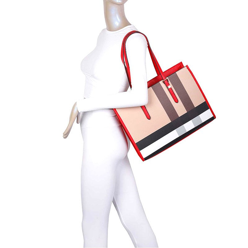 'Dinner Date' Fashion Faux Leather Plaid 3 in 1 Handbag Set
