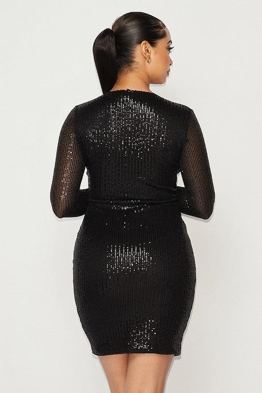 "Sasha" Black Sequins Dress - Mint Leafe Boutique 