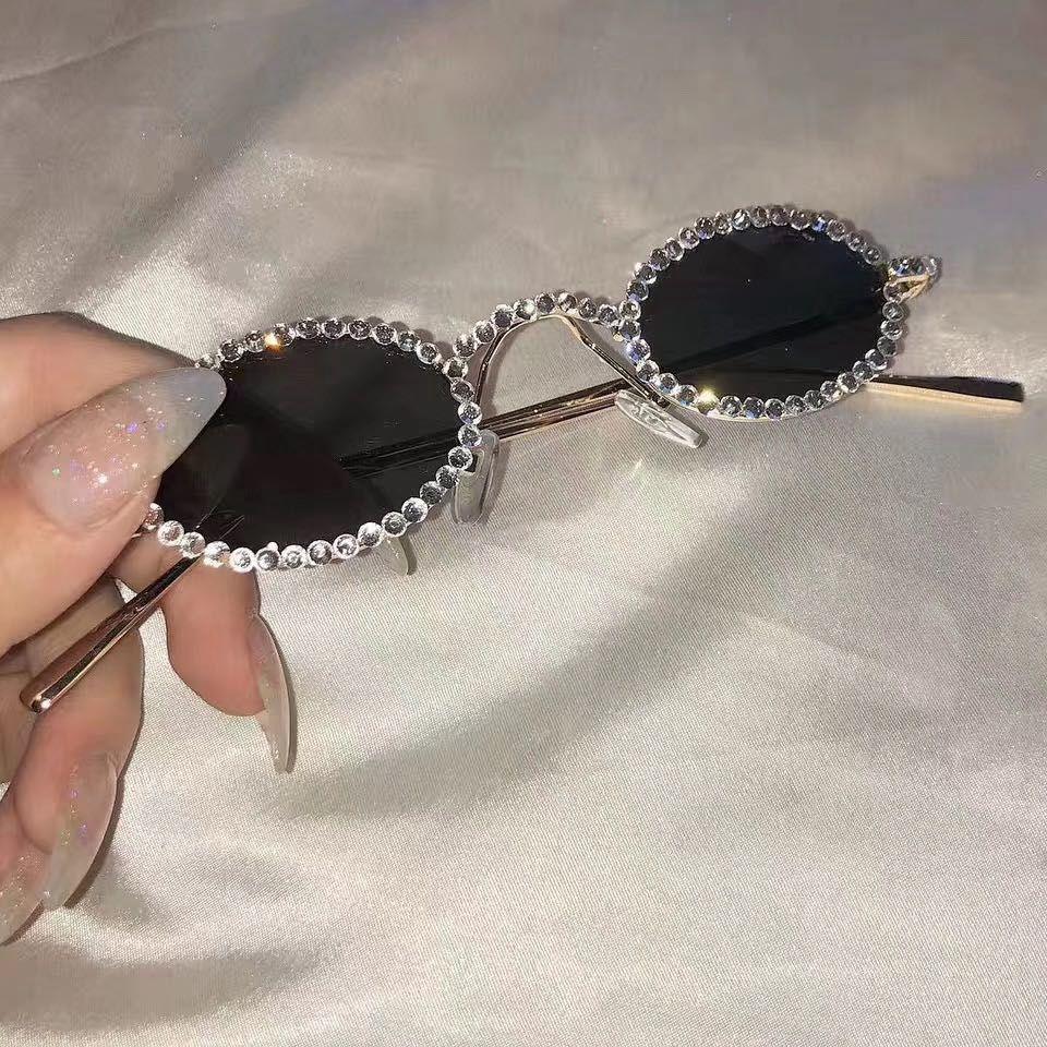 Rhinestone Round Metal Sunglasses - Mint Leafe Boutique 
