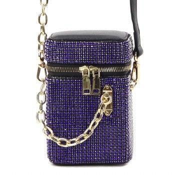 "Shopping Spree" Rhinestone Clutch Handbag *BLUE* - Mint Leafe Boutique 
