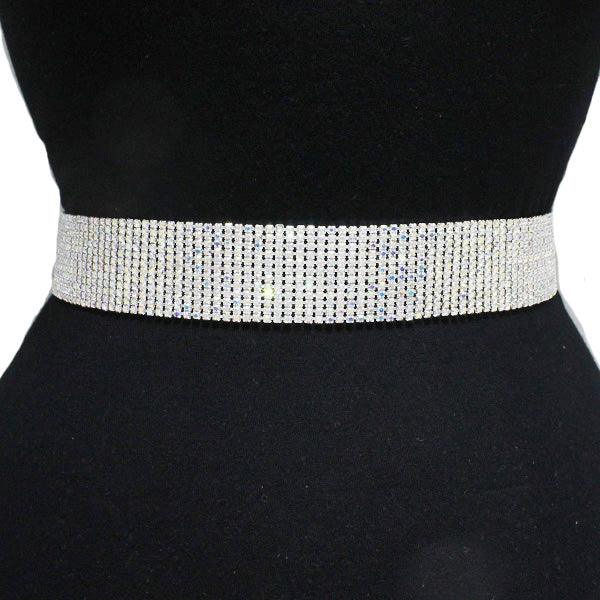 womens rhinestone silver wide waist belt