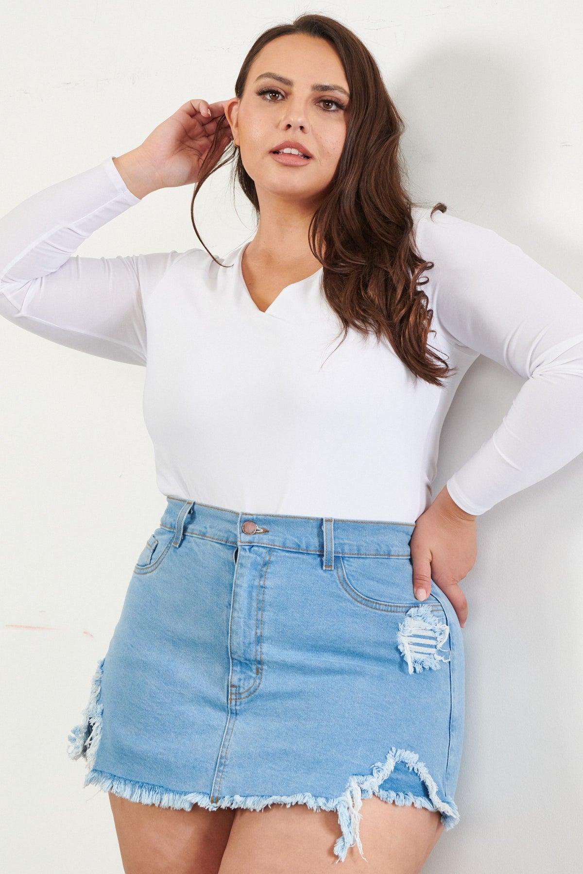 "is it Really" Curvy Denim Skirt - Mint Leafe Boutique 